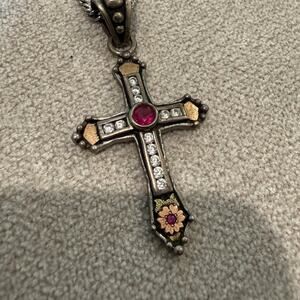 Bob Berg Cross Pendant 10K Gold Sterling Silver Western Black Hills Necklace VTG